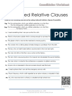 Reduced Relative Clauses Consolidation Worksheet