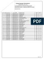 Pondicherry University: Provisional Select List - I (Based On Cuet P.G. Score)