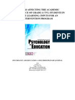 Factors Affecting The Academic Performance of Grade 11 TVL Students in Online Learning: Inputs For An Intervention Program