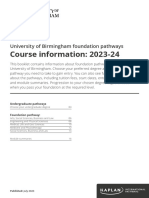 University of Birmingham Pathways Course Information 2023 24