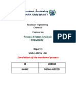 Process System Analysis CHEM2002: Simulation of The Methanol Process