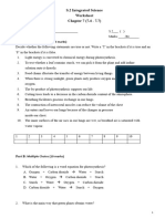 S.2 Integrated Science Worksheet Chapter 7 (7.4 - 7.7) : Part A: Concept Checking (10 Marks)