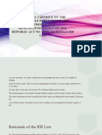 Lesson 24: Critique On The Responsible Parenthood and Reproductive Health Lesson 4 - Act of 2012, REPUBLIC ACT NO. 10354 Also Known As RH LAW