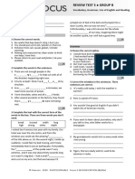 Focus3 2E Review Test 3 Units1 6 Vocabulary Grammar UoE Reading GroupB