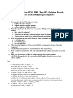 Important Question ICSE 2010 Class 10th Sulphur Dioxide Sulphuric Acid and Hydrogen Sulphide