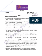 Surface Areas and Volumes (MCH - 13) Test