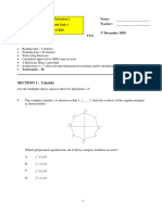 2021 Yr 12 Mathematics Extension 2 Task 1 Term 42020