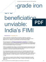 Low-Grade Iron Ore Beneficiation Unviable - India's FIMI