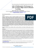 A Mediation Model of Mathematics Performance in General Mathematics of Senior High School in Remote Learning