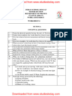 CBSE Class 9 Science Worksheet - Work and Energy - 1