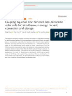 Coupling Aqueous Zinc Batteries and Perovskite Solar Cells For Simultaneous Energy Harvest, Conversion and Storage