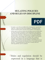 Formulating Policies and Rules On Discipline