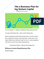 How To Write A Business Plan For Raising Venture Capital