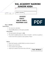 Year 8 Physics Term 1 Exams MS