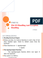 Unit Vi - File Io Handling and Exception Handling