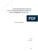 Perceptions Towards The Effectiveness of Training Programs Offered To Micro and Small Enterprises in Adama City