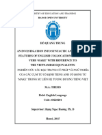 (MAKE) An Investigation Into Syntactic and Semantic Features of English Collocations With The Verb Make With Reference To The Vietnamese Equivalents