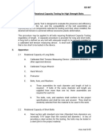 Procedures For Rotational Capacity Testing For High Strength Bolts