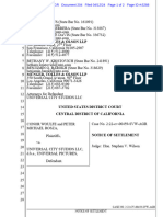 Notice of Settlement