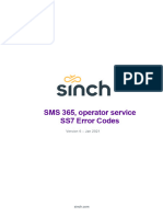 SMS 365, Operator Service - SS7 Error Codes v6