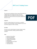 Excel Course Outline - 2007