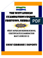 Wassce SC 2019 Ces Reports