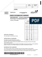 Gce A Level: Friday, 9 October 2020 - Morning Psychology: Investigating Behaviour