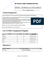 Office Supplies Equipmemt Responsibility