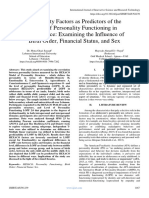 Personality Factors As Predictors of The Level of Personality Functioning in Adolescence: Examining The Influence of Birth Order, Financial Status, and Sex