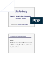 Topic 1.1 Need For Data Warehousing: Overview & Concepts