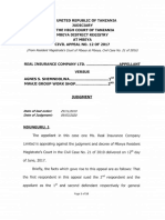 Real Insurance Co LTD Vs Agnes S Shemndolwa and Another (Civil Appeal 12 of 2017) 2020 TZHC 391 (9 March 2020)