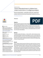 Parent-Child Attachment in Children Born Preterm Ans at Term A Multigrouo Analusis