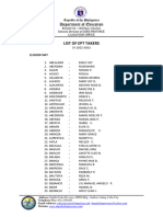 Liloan Sub Office List of Ept Takers Sy 2022 2023 - Final