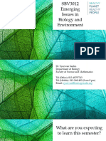 Week 1-2 SBV3012 Emerging Issues in Biology and Environment