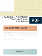 Learner Centered Teaching and Learning