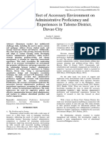 Moderating Effect of Accessary Environment On Teachers' Administrative Proficiency and Instructional Experiences in Talomo District, Davao City