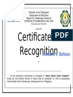 Certificate of Dance Sports