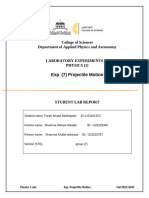 Exp (7) - Projectile Motion (Lab. Report)