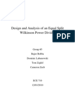 Design and Analysis of An Equal Split Wilkinson Power Divider