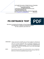 PG Entrance Test - 2012: Rajiv Gandhi University of Health Sciences, Karnataka