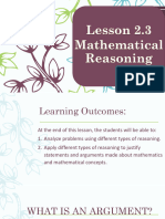 Lesson 2.3 Mathematical Reasoning