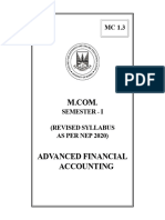 MCom Sem I Advance Financial Accounting