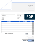 Restaurant Bill Format in Excel