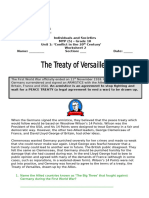 Unit 1 Treaty of Versailles Worksheet