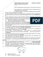 Electricity (Numericals) Worksheet