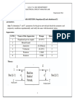 Expt. No. 9 (A) Z and Y Parameters of A Two Port Network.