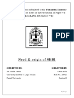 Need & Origin of SEBI