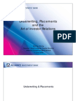 Underwriting Placements and The Art of Investor Relations Presentation by Sherilyn Foong Alliance Investment Bank Berhad Malaysia