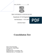 Consolidation Test: The University of Hong Kong Department of Civil Engineering Soil Mechanics - CIVL2006