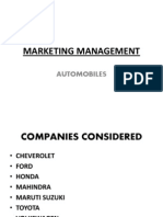 Marketing Management: Automobiles